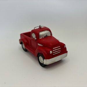 Ceramic red truck Christmas ornament